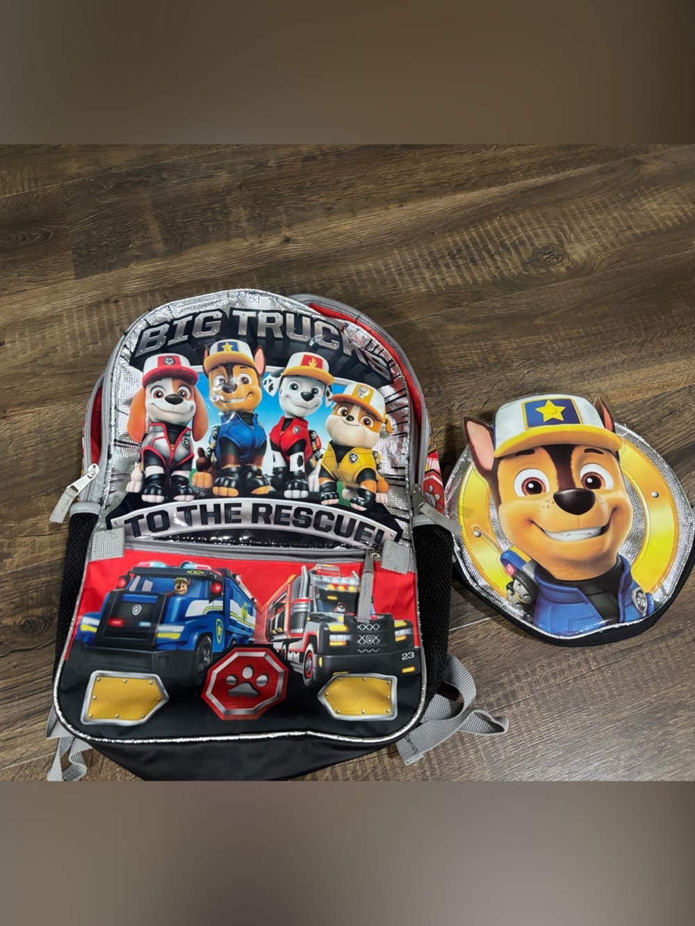 Paw Patrol Kids Backpack with Matching Lunch Bag - Red, Blue, Yellow
